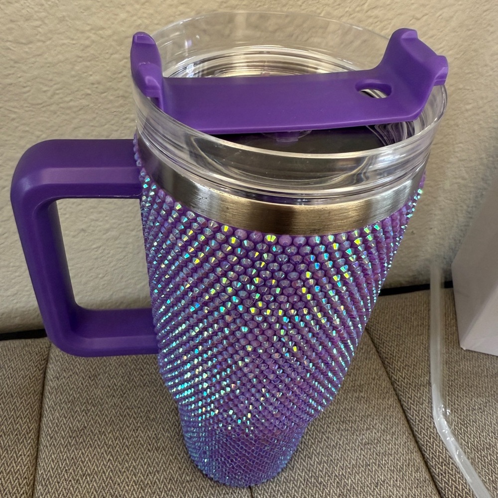 40oz Premium Rhinestone Insulated Stainless Steel, Insulated Tumbler New PURPLE - Picture 9 of 15
